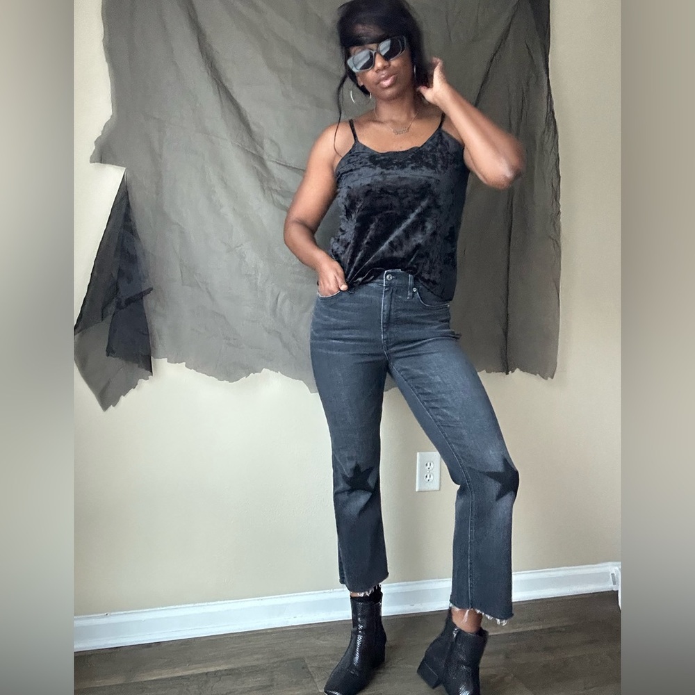 🥶 J Crew Black Billie Demi Star Knee Boot Crop Jeans Size 27